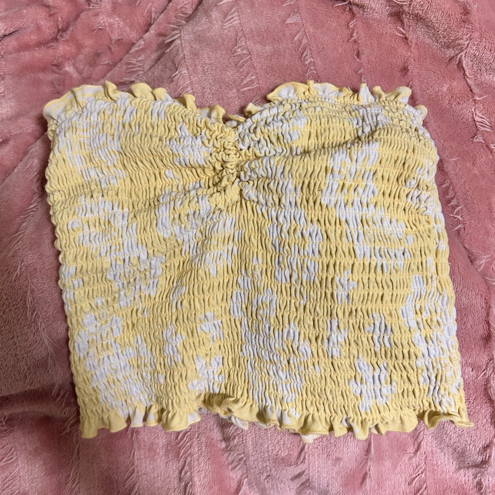 yellow & white tube top